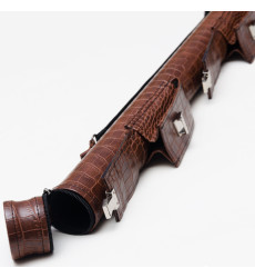 Тубус для кия 2 кармана на замке коричневый крокодил