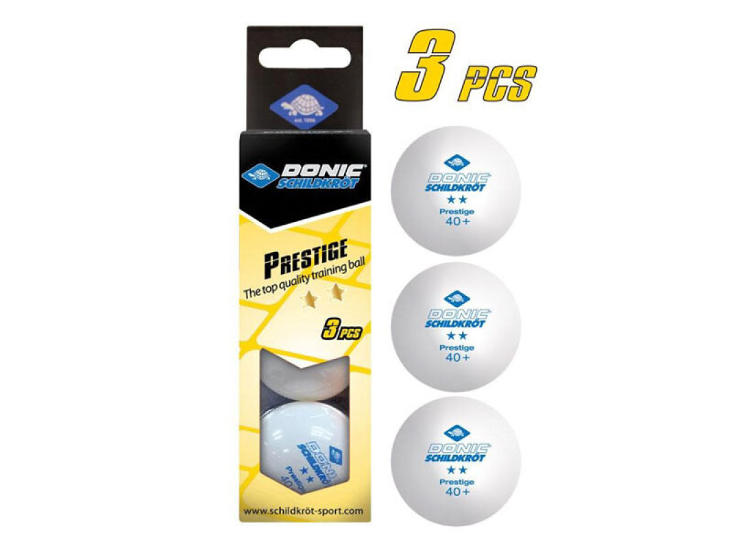 Кульки для настільного тенісу Donic Prestige 2*, 3 шт, білий.